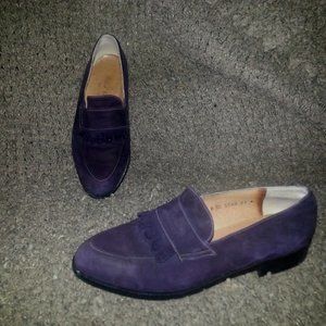 ROBERT CLERGERIE-Deep Violet Purple Nubuck Kiltie Loafers-Size 6-Excellent
